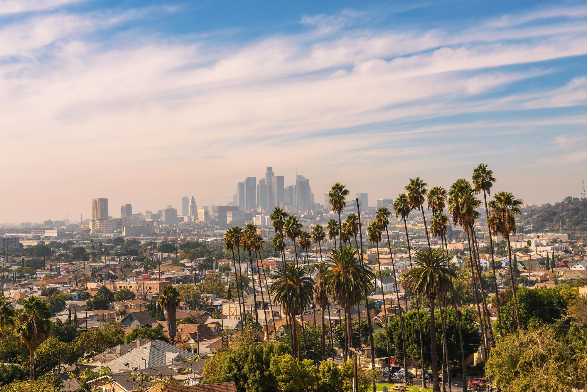 Los Angeles skyline at sunset